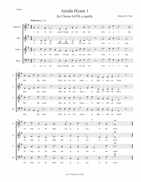 Amida Hymns: 13 Short Worshipful Buddhist Anthems for Chorus SATB a Capella image number null