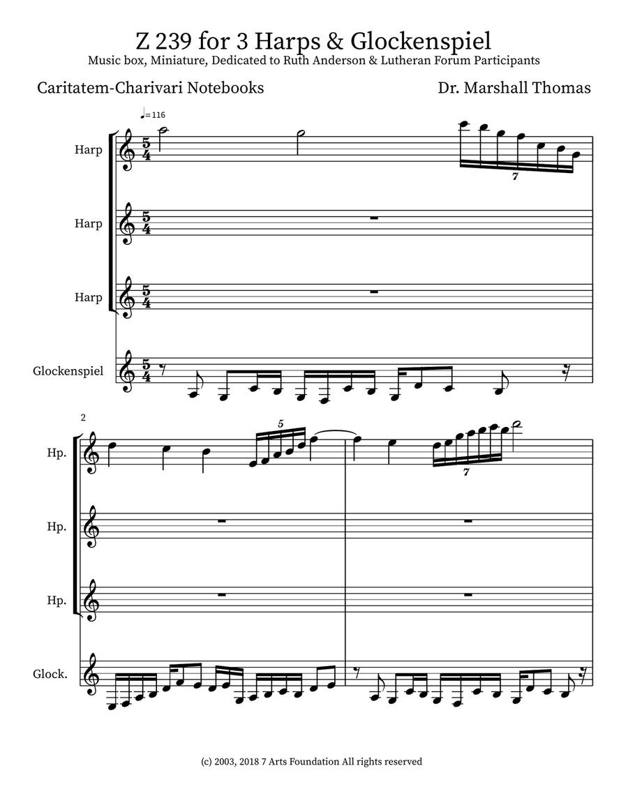 Z 239 for 3 Harps & Glockenspiel Glockenspiel scores gallery preview page 1