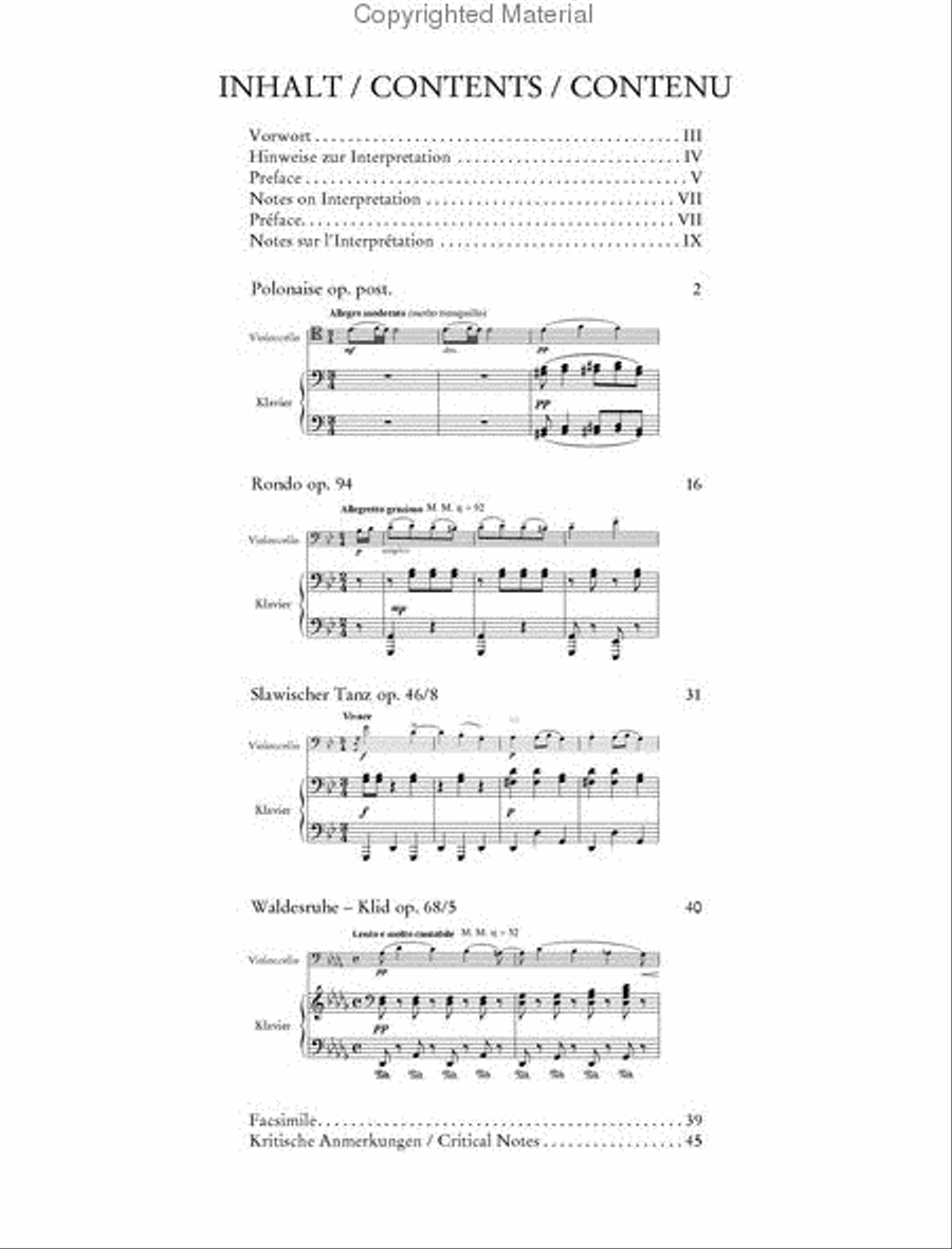 Works for Violoncello and Piano Chamber Music scores gallery preview page 2