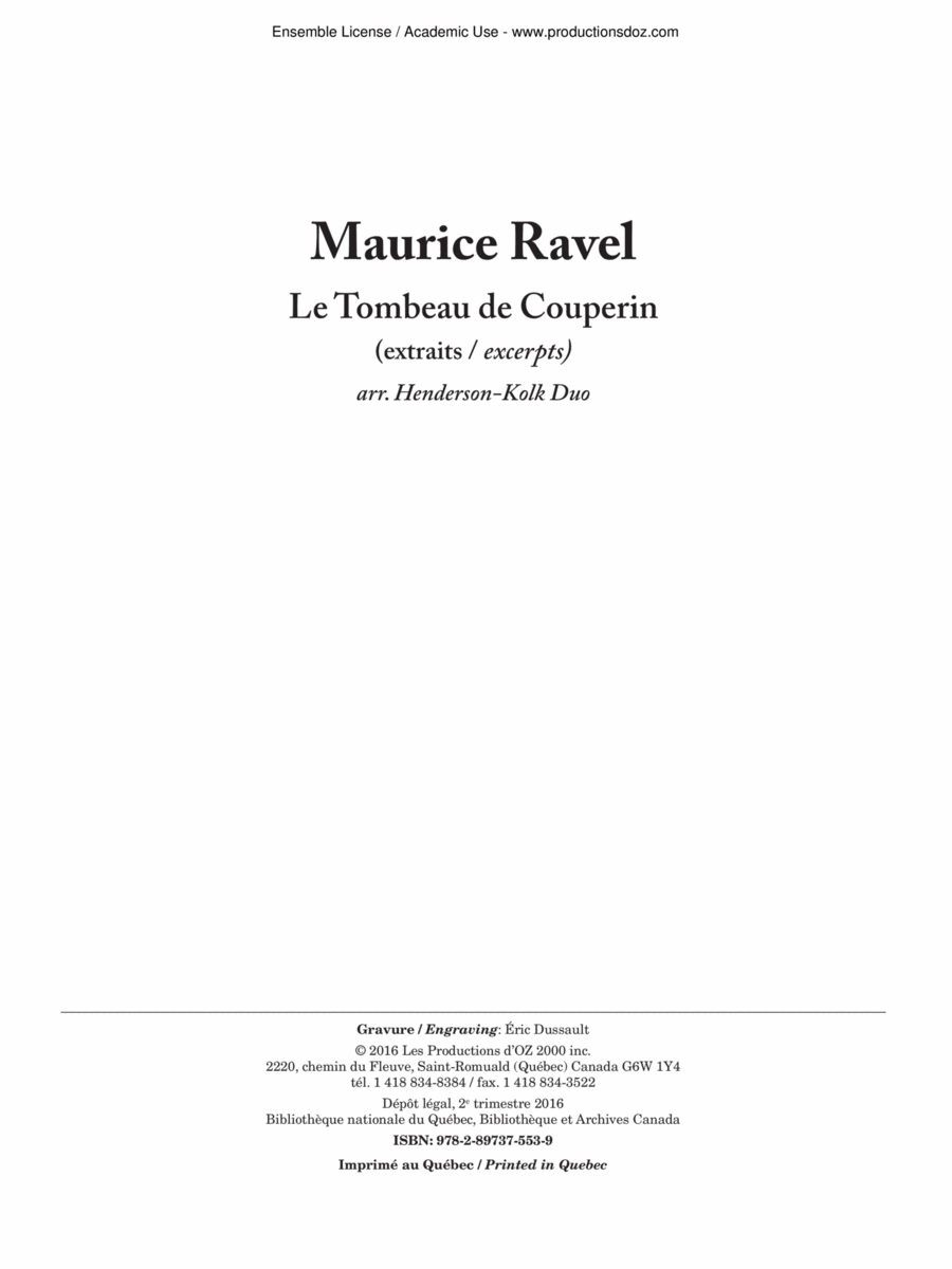 Le Tombeau de Couperin (extraits) Classical Guitar scores gallery preview page 1