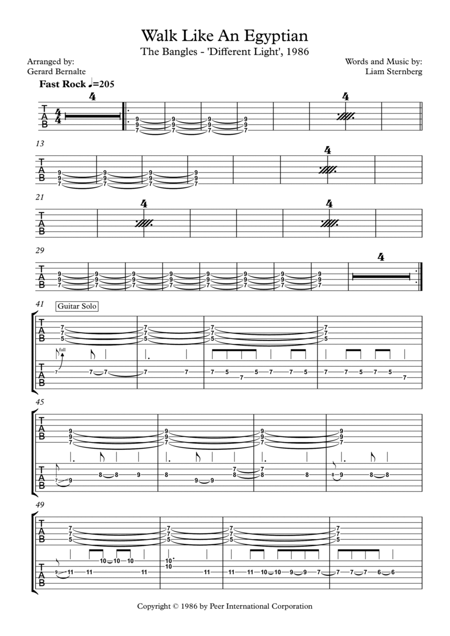 Walk Like An Egyptian Walk Like An Egyptian Classical Guitar scores gallery preview page 1