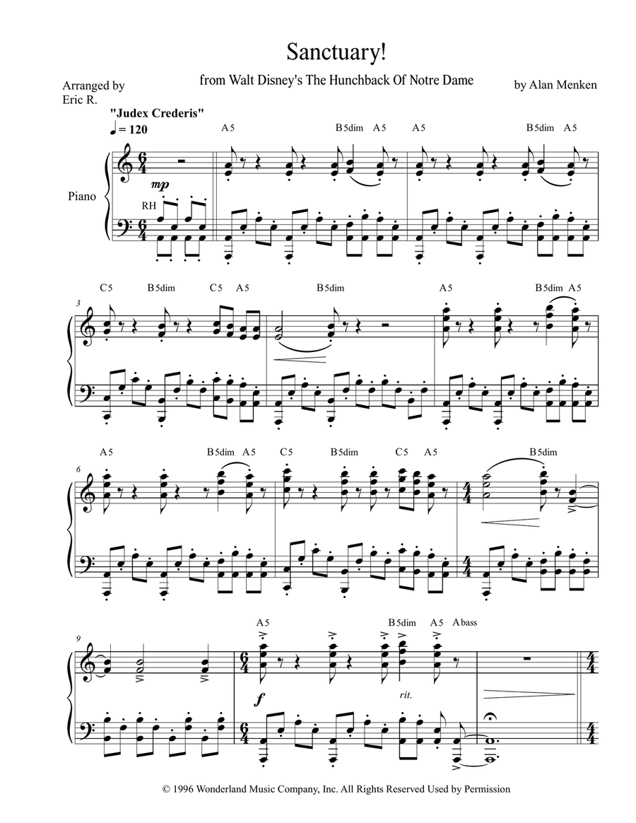 Sanctuary! Piano Solo scores gallery preview page 1