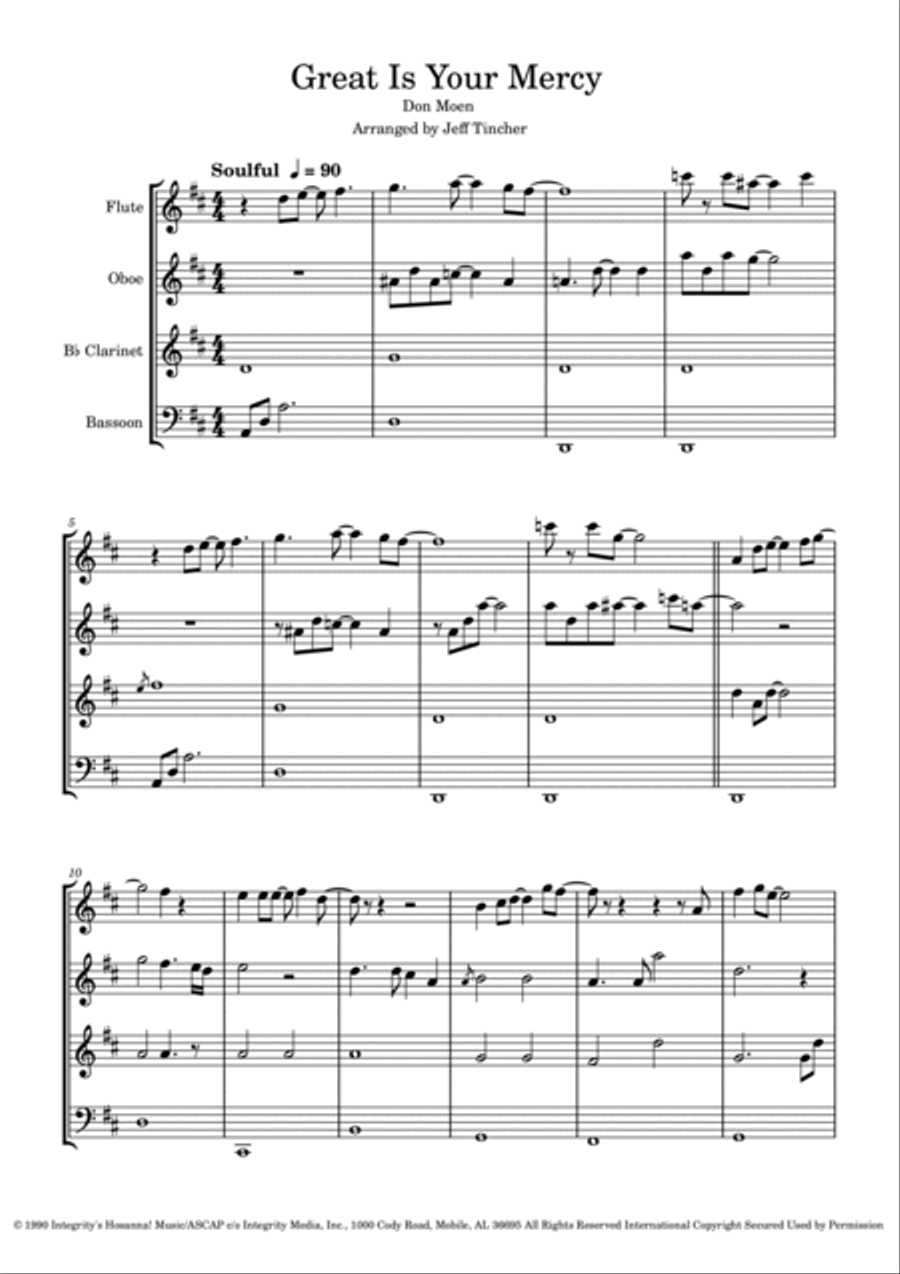 Great Is Your Mercy Woodwind Quartet scores gallery preview page 2