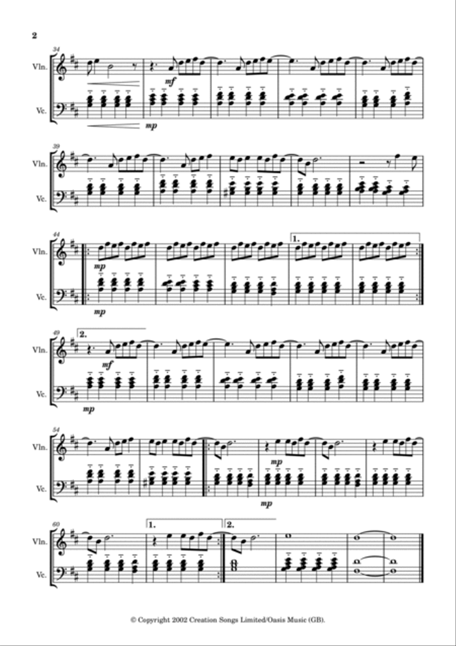 Stop Crying Your Heart Out String Duet scores gallery preview page 2