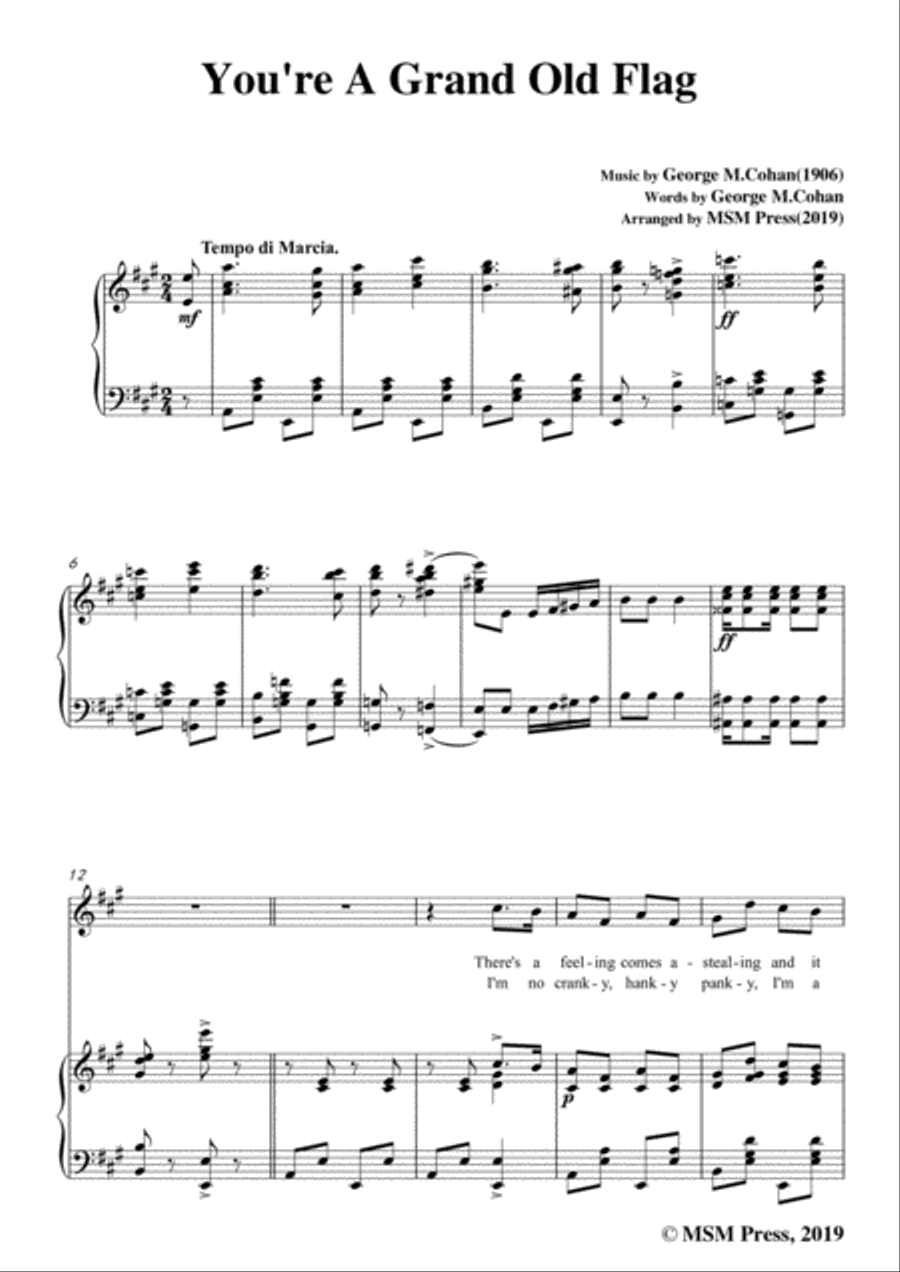 George M. Cohan-You're A Grand Old Flag,in A Major,for Voice&Piano Voice scores gallery preview page 3