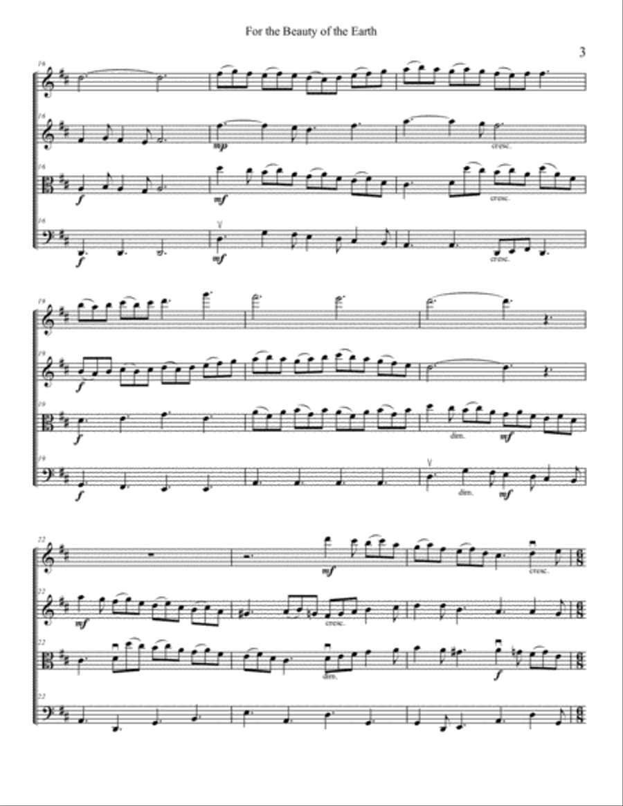 For the Beauty of The Earth String Quartet scores gallery preview page 3