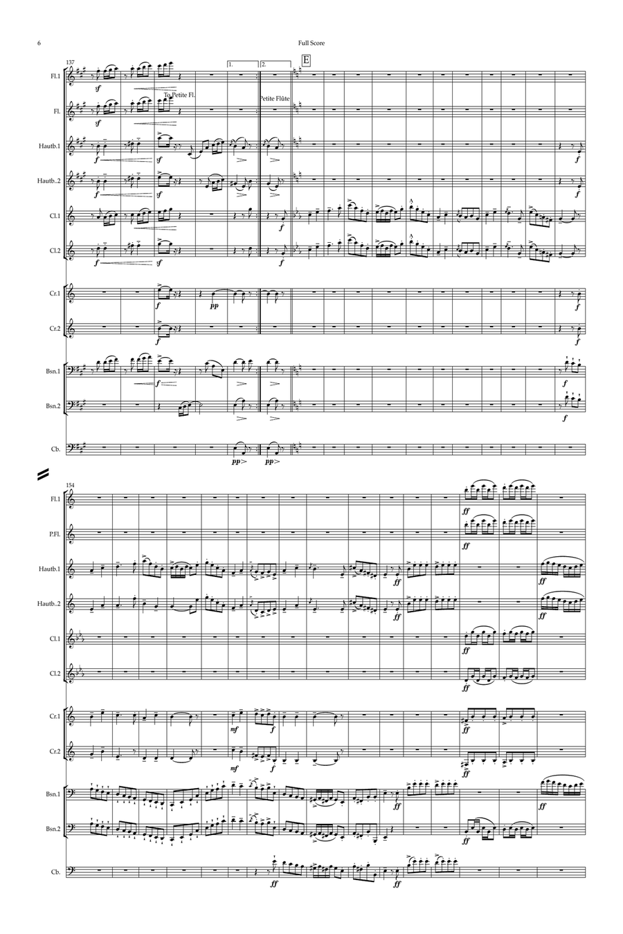 Chabrier: Suite Pastorale II.Danse Villageoise - wind dectet/bass Large Ensemble scores gallery preview page 6