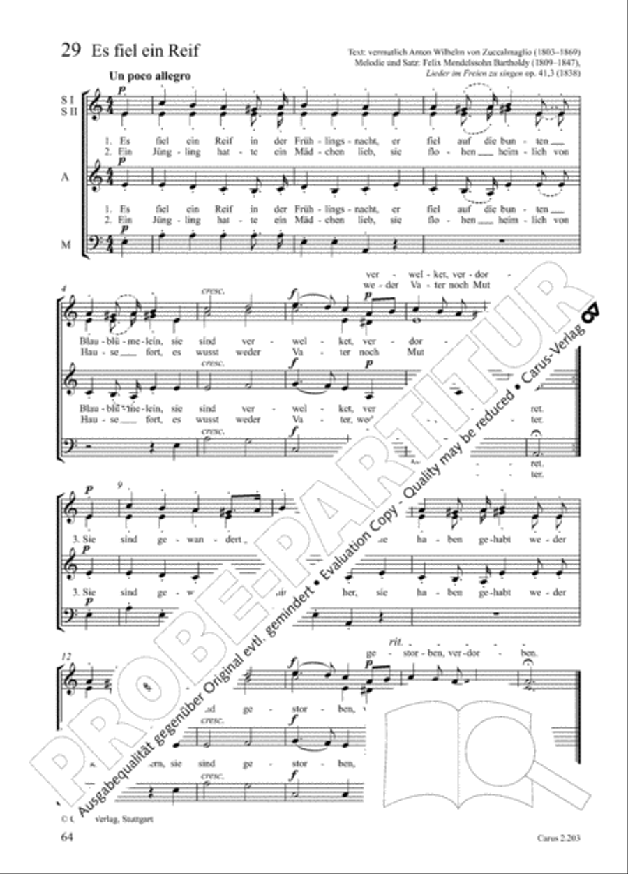 Loreley. Folk songs for choir (Loreley. Volkslieder fur Chor) Choir scores gallery preview page 71