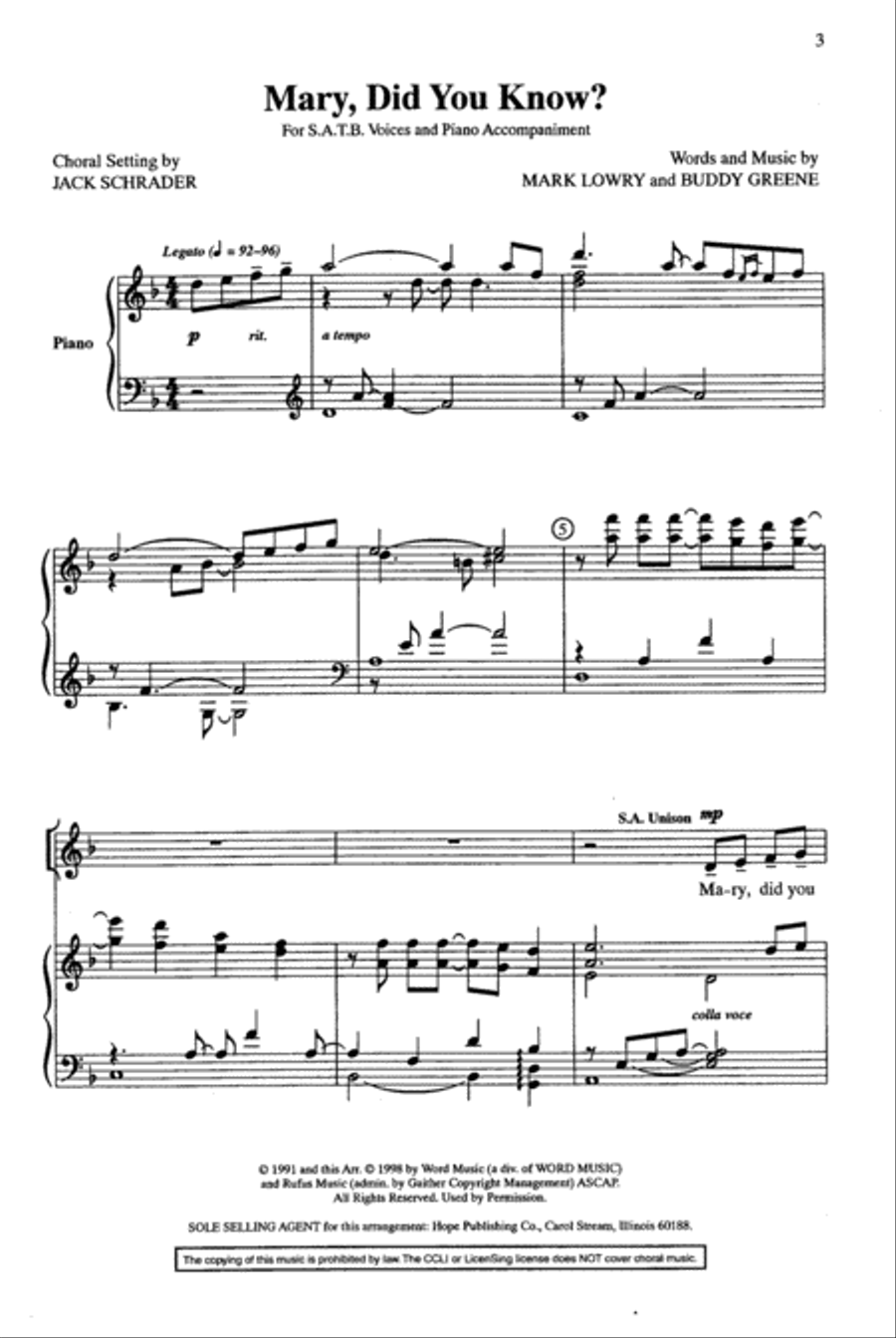 Mary, Did You Know? Mary, Did You Know? 4-Part scores gallery preview page 2