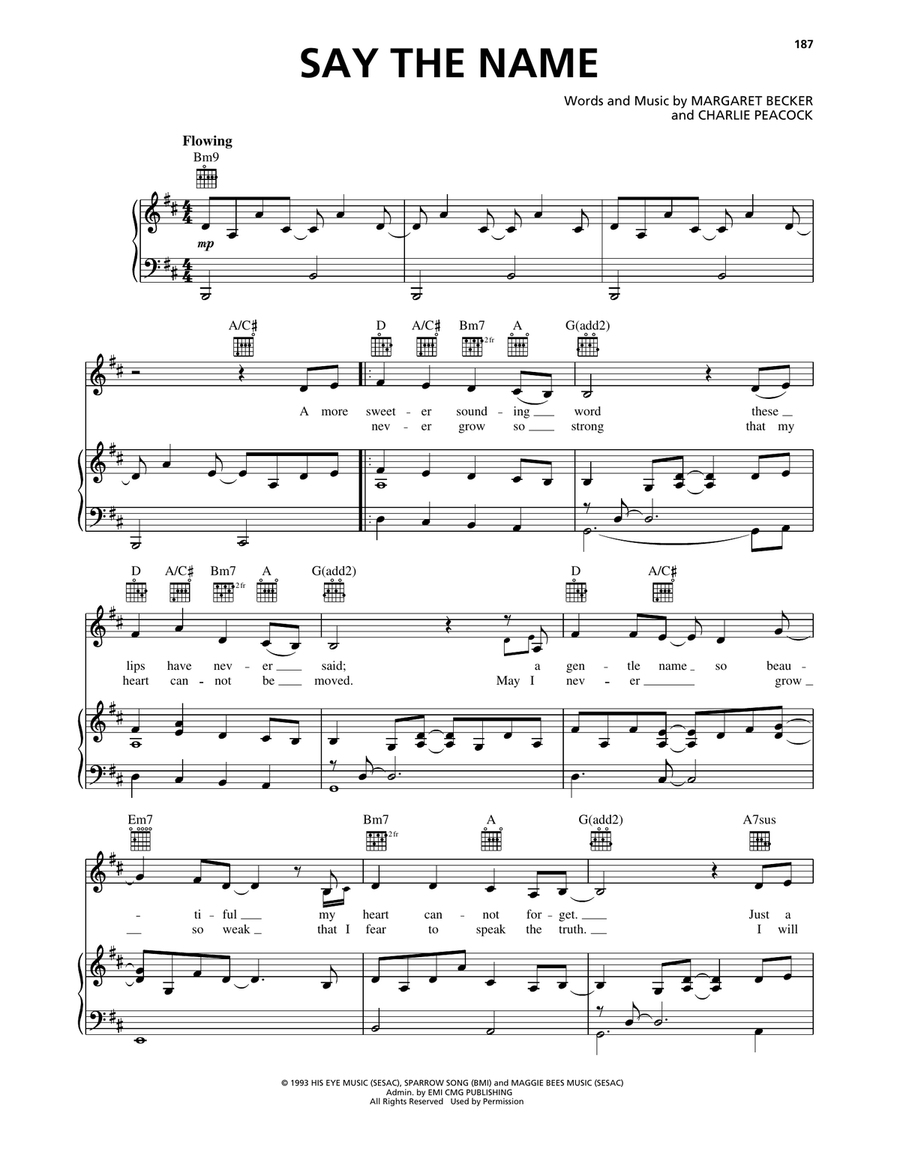 Say The Name Piano, Vocal, Guitar scores gallery preview page 1
