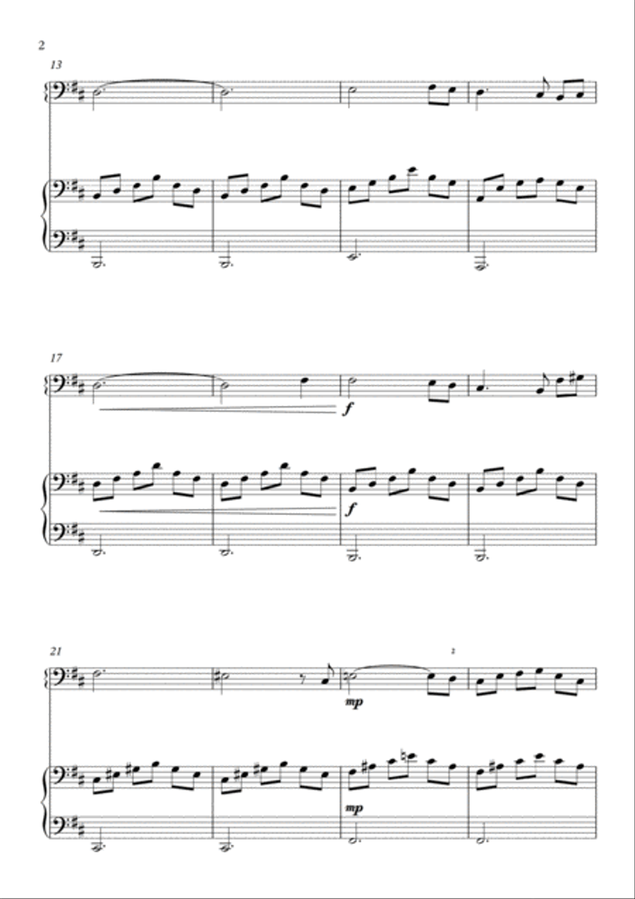 Ave Maria - Schubert for Cello and piano - D major Piano scores gallery preview page 3
