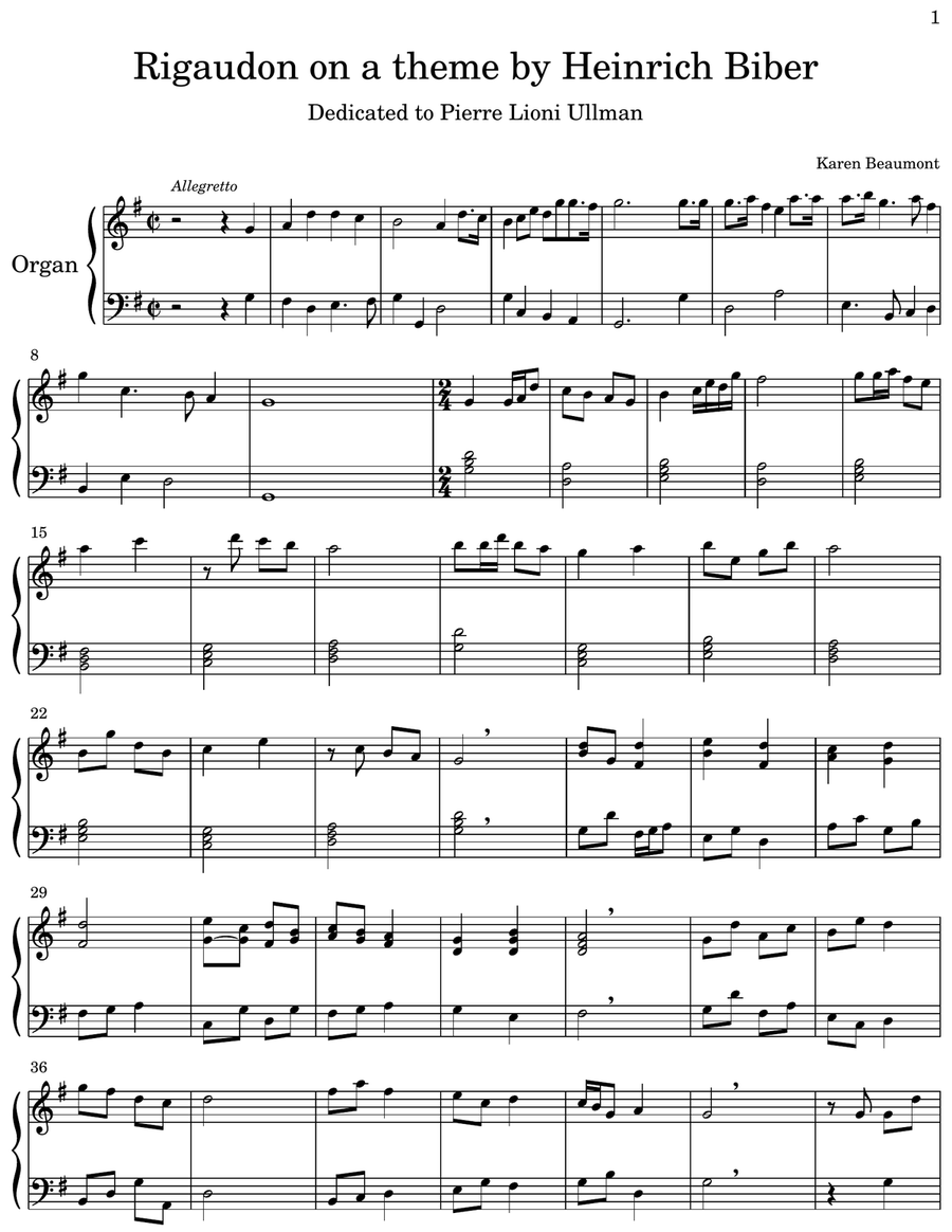 Rigaudon on a theme by Heinrich Biber (manuals only) Organ Solo scores gallery preview page 2