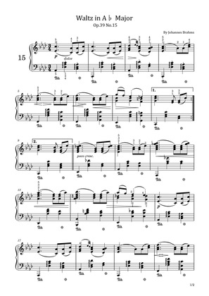 Waltz in A♭ Major Op.39 No.15 - Johannes Brahms - Original With Fingered