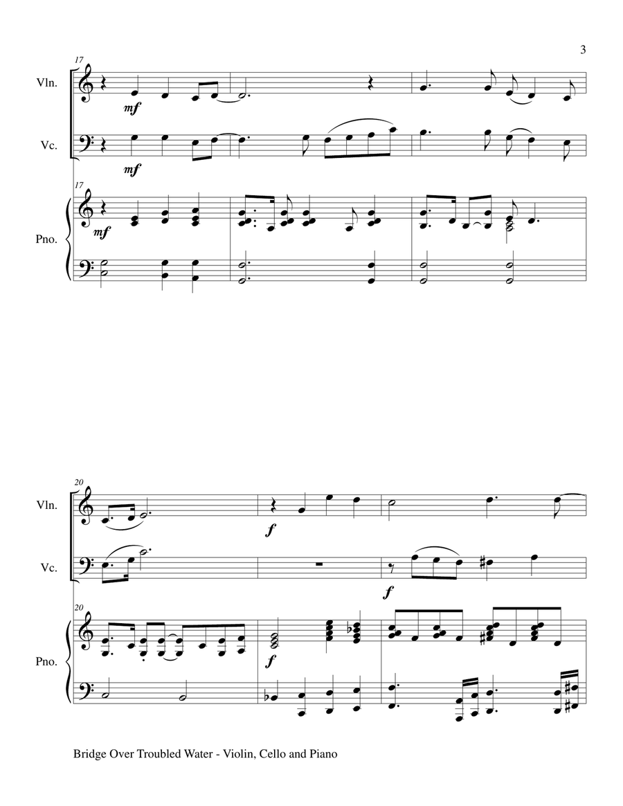 Bridge Over Troubled Water Piano Trio scores gallery preview page 4