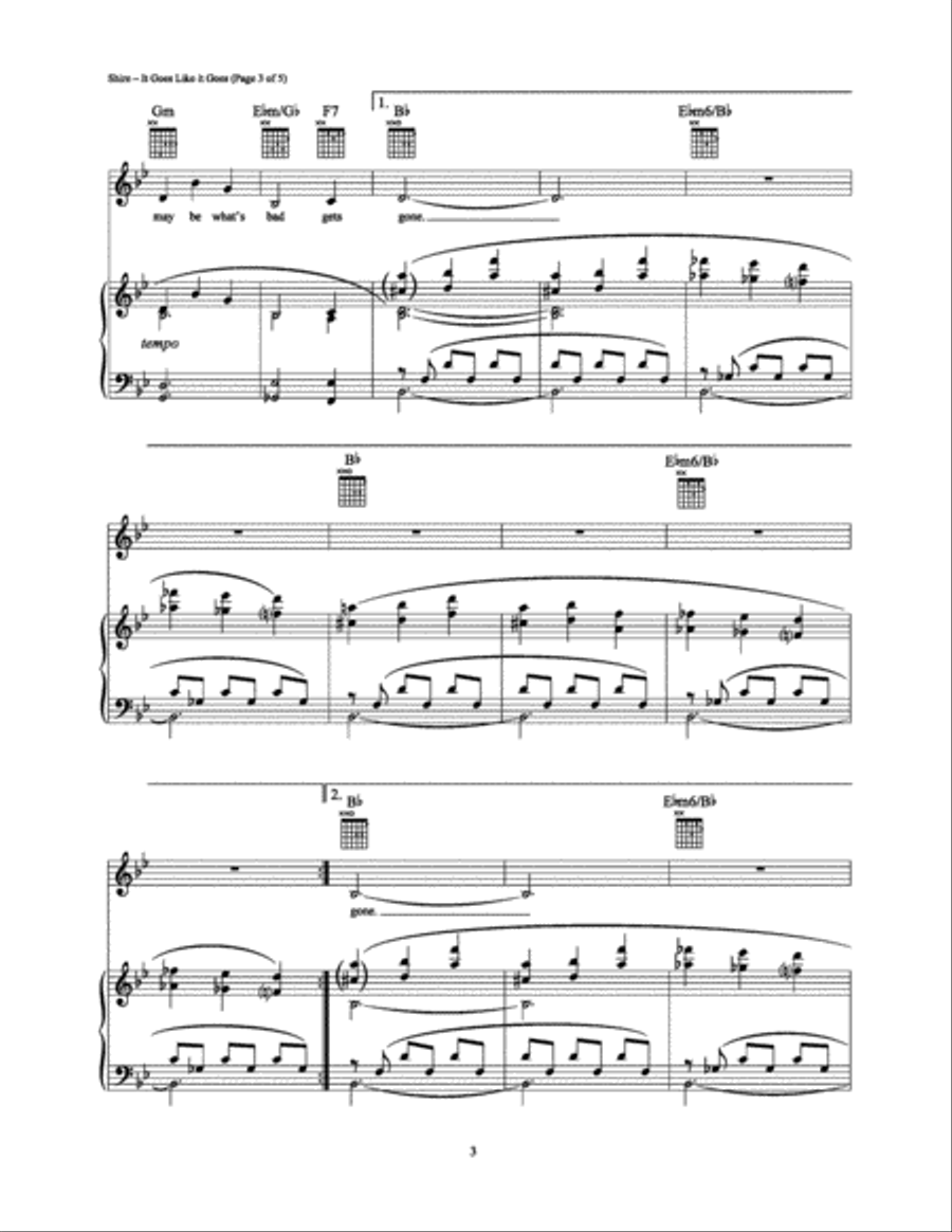 It Goes Like It Goes Piano, Vocal, Guitar scores gallery preview page 3