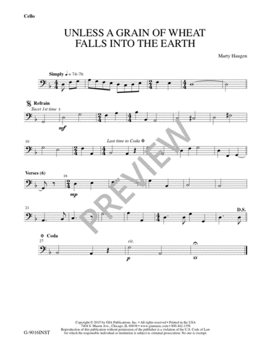 Unless a Grain of Wheat Falls into the Earth - Instrument edition
