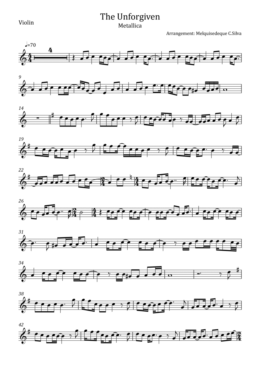 The Unforgiven Violin Solo scores gallery preview page 1