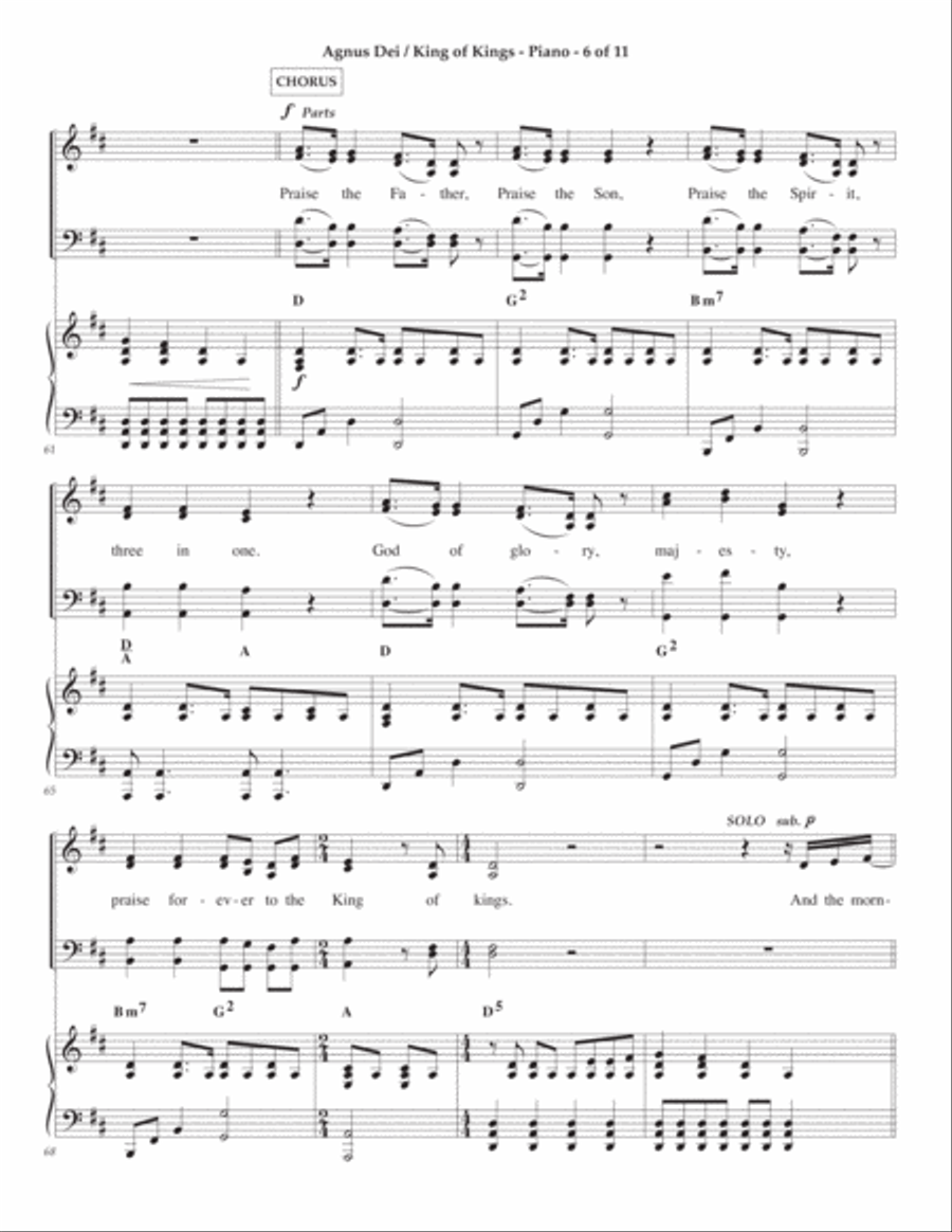 Agnus Dei / King Of Kings Piano, Vocal, Guitar scores gallery preview page 6