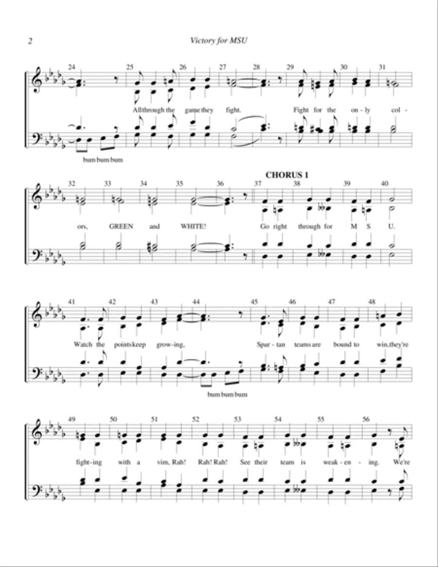 Victory for MSU (Michigan State Fight Song) 4-Part scores gallery preview page 2