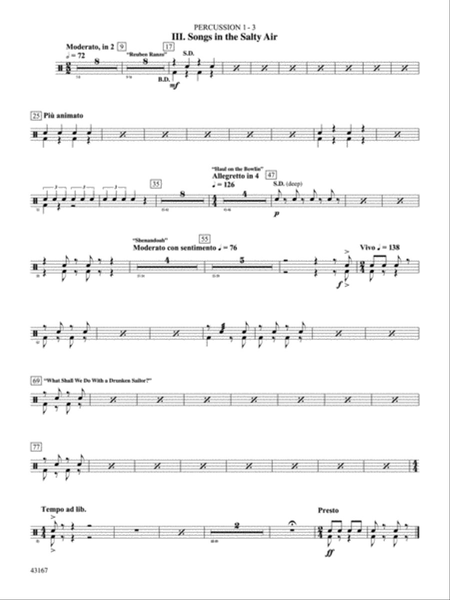 Down to the Sea in Ships (from the NBC TV Film Project 20): 1st Percussion Concert Band scores gallery preview page 3