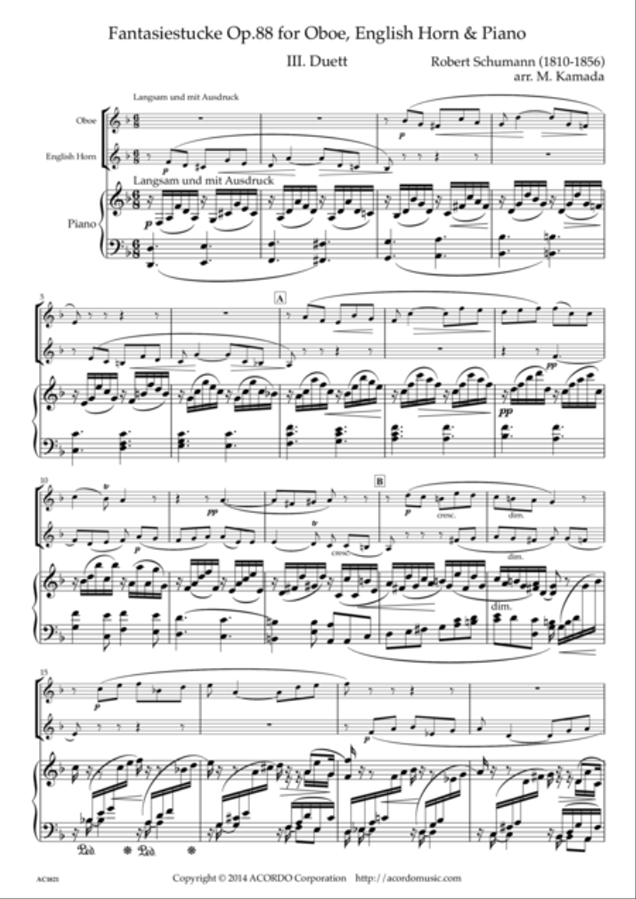 Fantasiestucke Op.88 III Duett for Oboe, English Horn & Piano Woodwind Duet scores gallery preview page 1