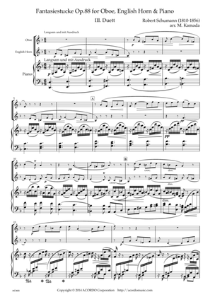 Fantasiestucke Op.88 III Duett for Oboe, English Horn & Piano