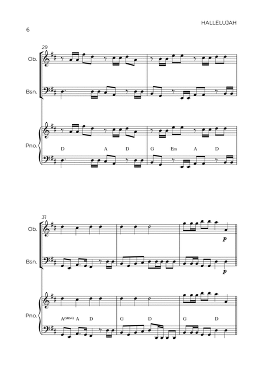 HALLELUJAH - HANDEL - WIND PIANO TRIO (OBOE, BASSOON & PIANO) image number null