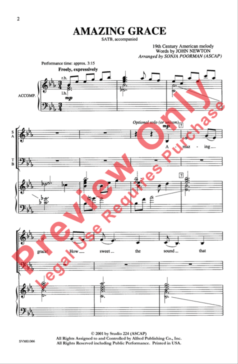 Amazing Grace 4-Part scores gallery preview page 2