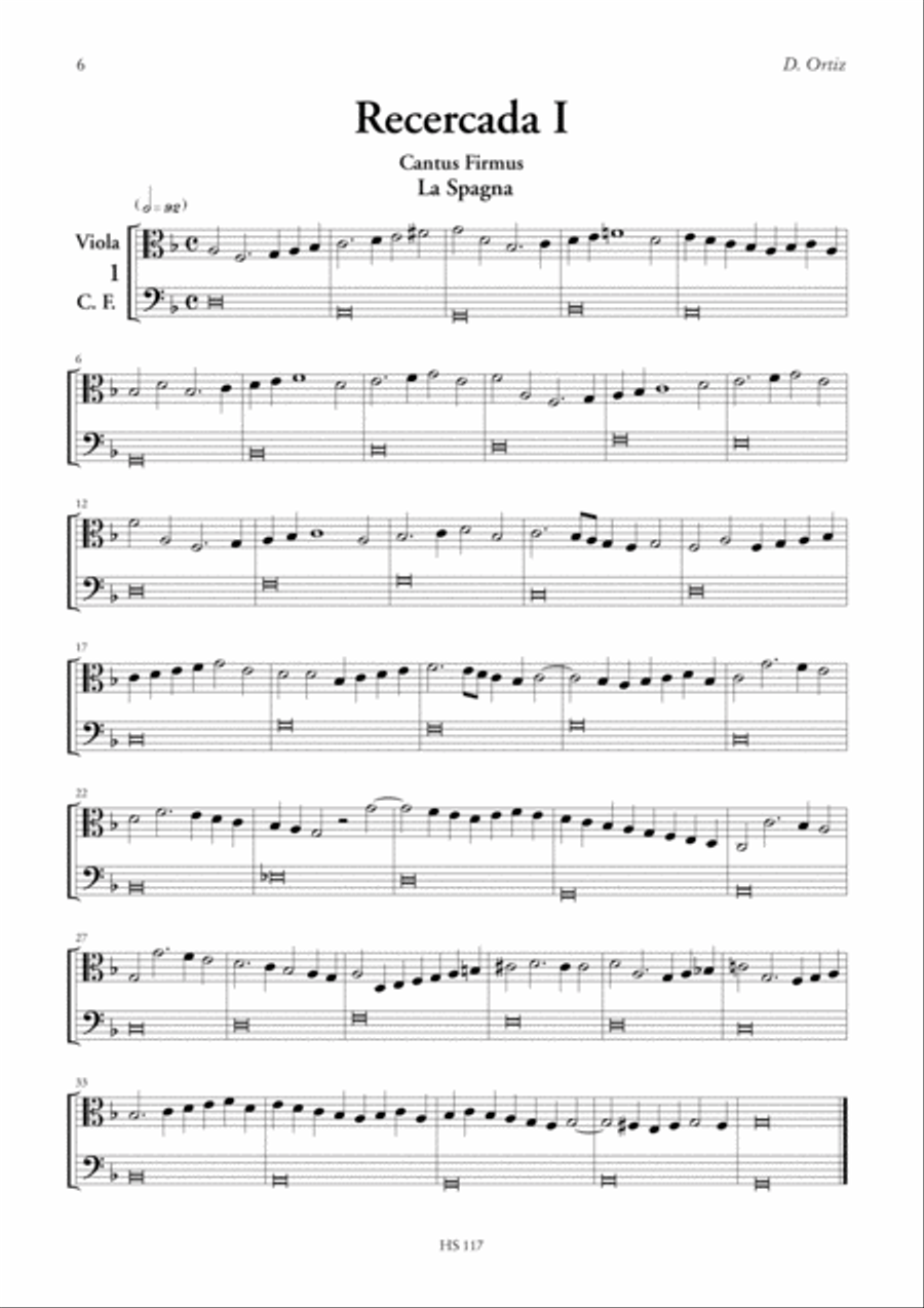 4 Recercadas for solo Viol and 6 Recercadas on 