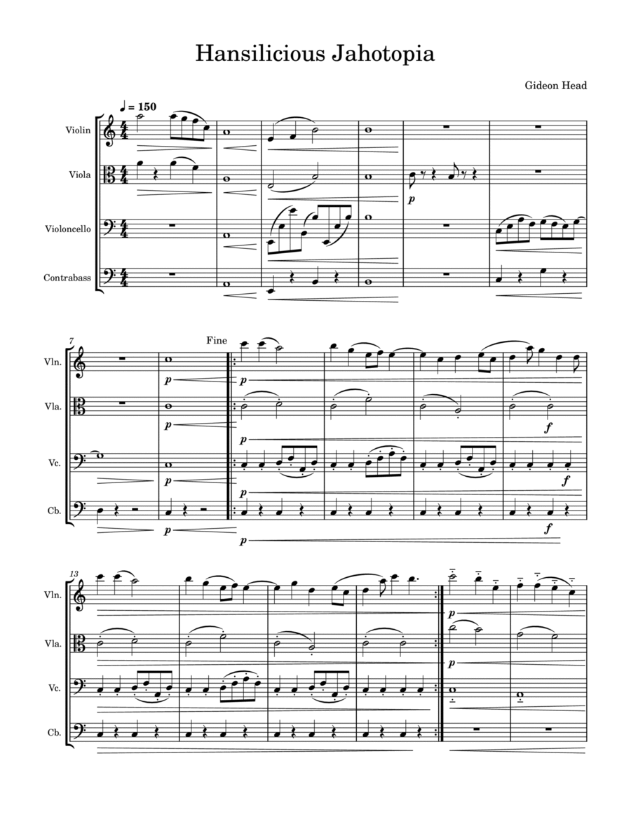 Hansilicious Jahotopia Hansilicious Jahotopia String Orchestra scores gallery preview page 1