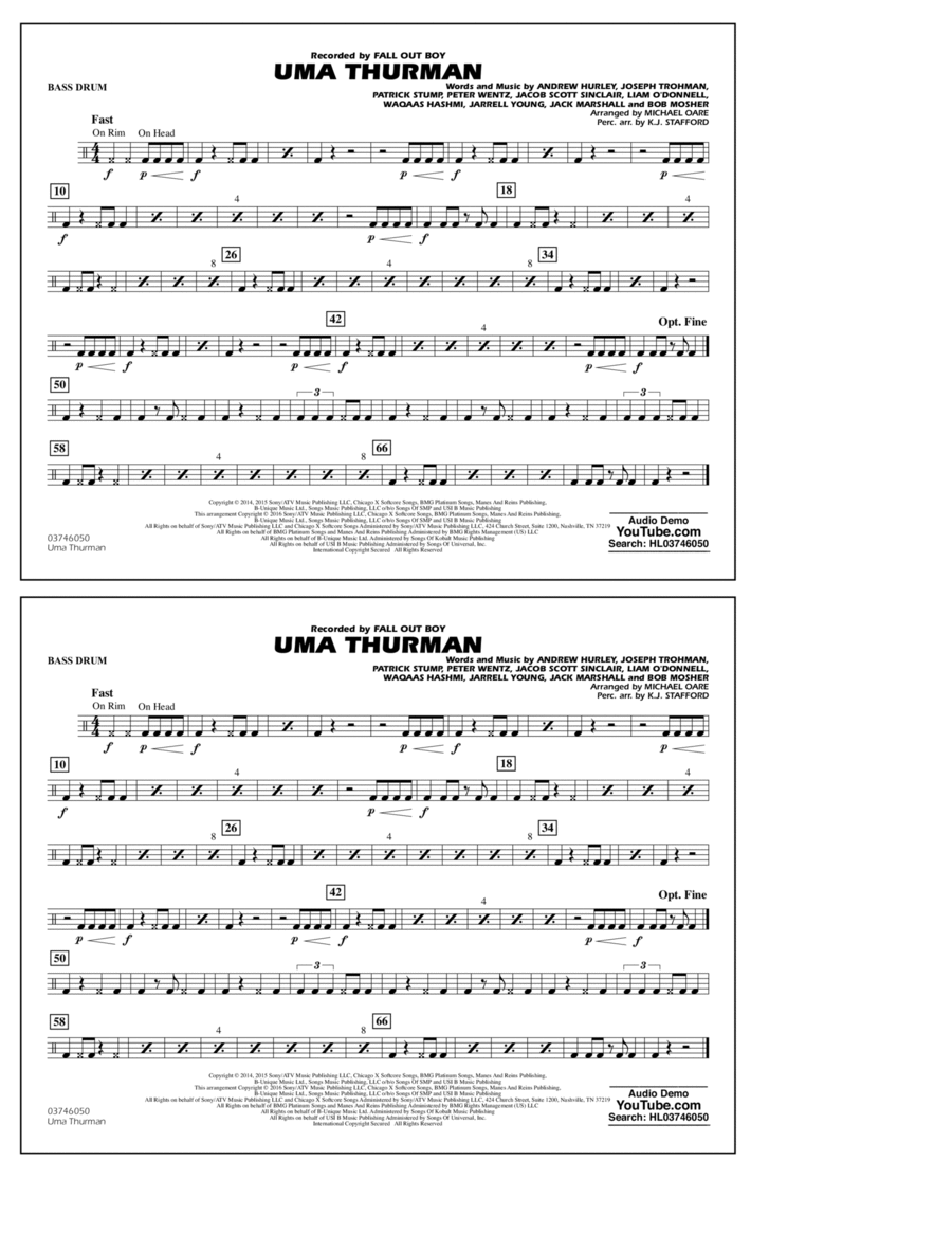 Uma Thurman - Bass Drum Percussion scores gallery preview page 1