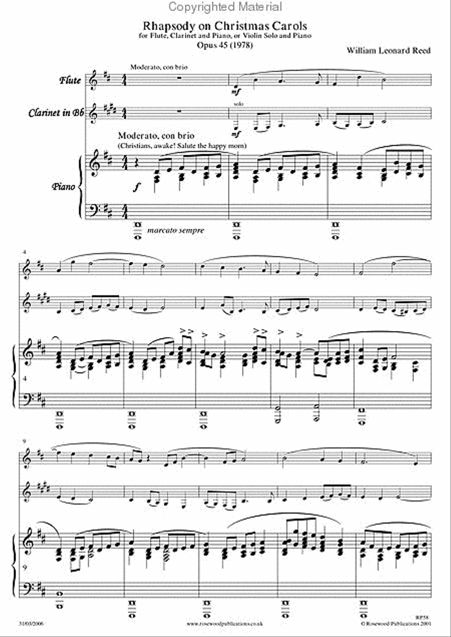 Christmas Carols, Op. 45 Clarinet scores gallery preview page 2