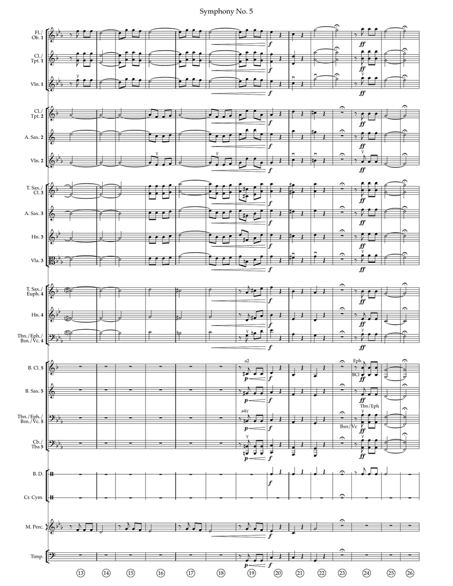 Symphony No. 5 BEETHOVEN (Flexible Instrumentation) Concert Band scores gallery preview page 6