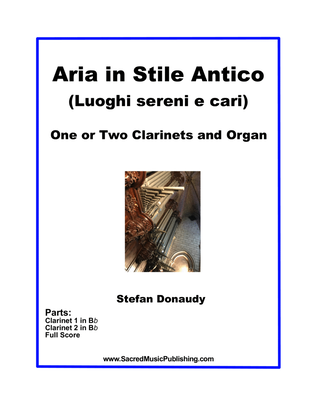Donaudy Aria in Stile Antico (Luoghi sereni e cari) for One or Two Clarinets and Organ