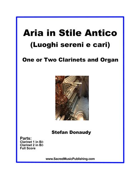Donaudy Aria in Stile Antico (Luoghi sereni e cari) for One or Two Clarinets and Organ image number null