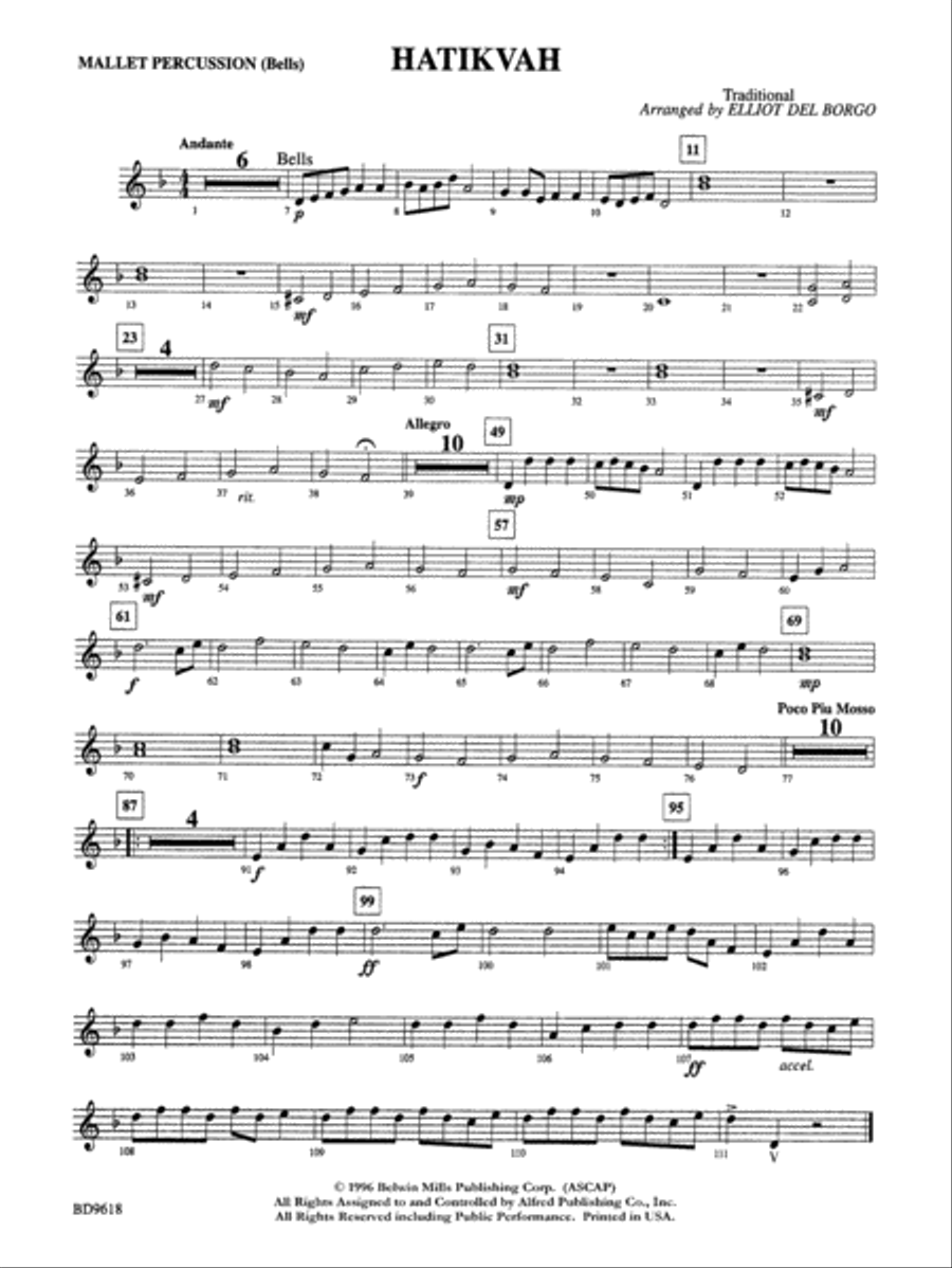 Hatikvah: Mallets Hatikvah: Mallets Concert Band scores gallery preview page 1