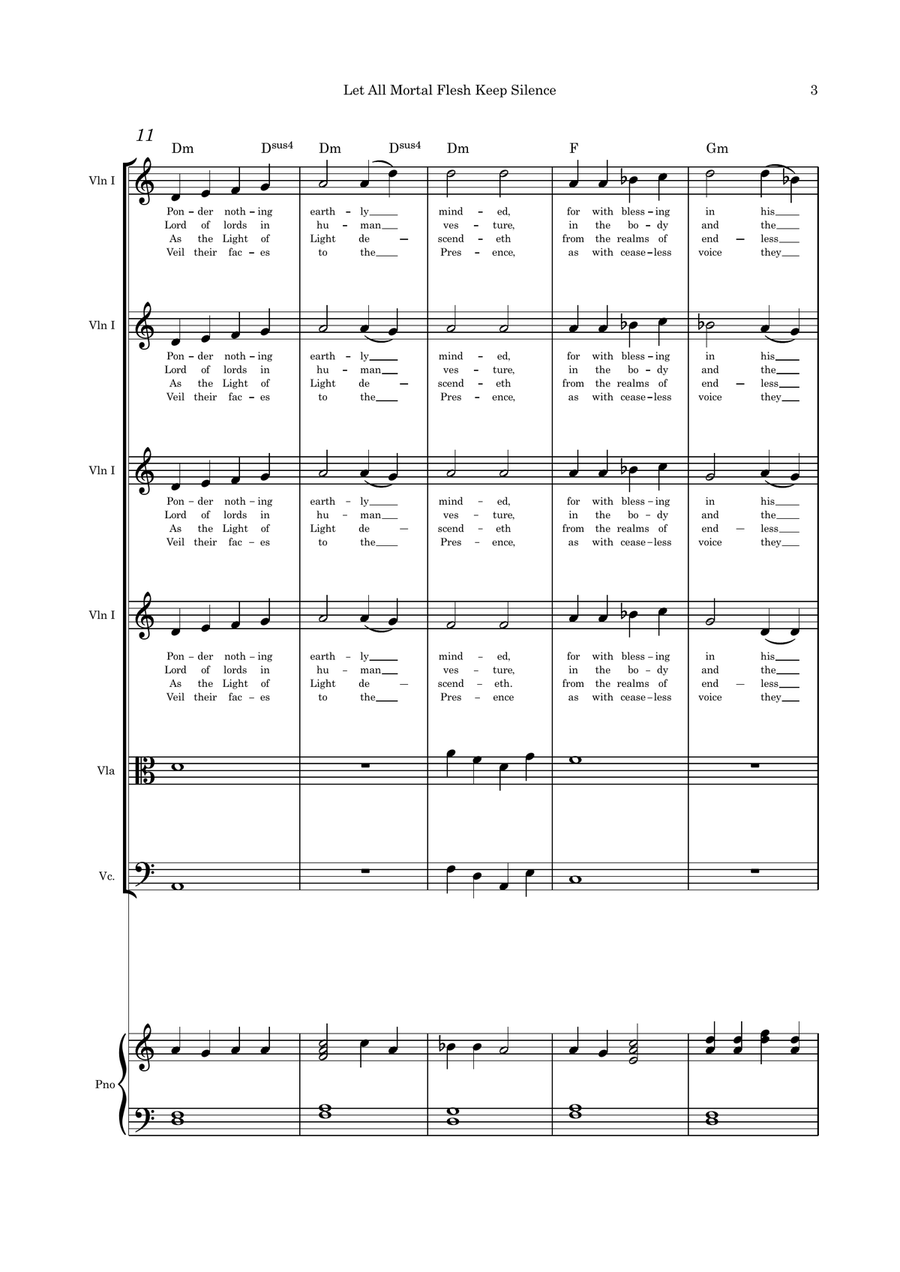 Let All Mortal Flesh Keep Silence 6 part strings and Piano Small Ensemble scores gallery preview page 3