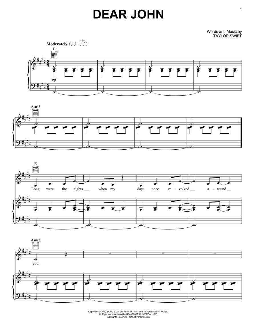 Dear John Acoustic Guitar scores gallery preview page 1