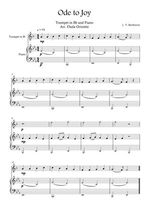 Ode the Joy ( Trumpet - Piano - Beethoven Symphony No. 9 ) BEGINNER