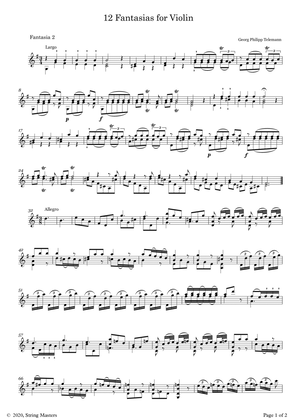 Telemann 12 Fantasias for Solo Violin, No 02