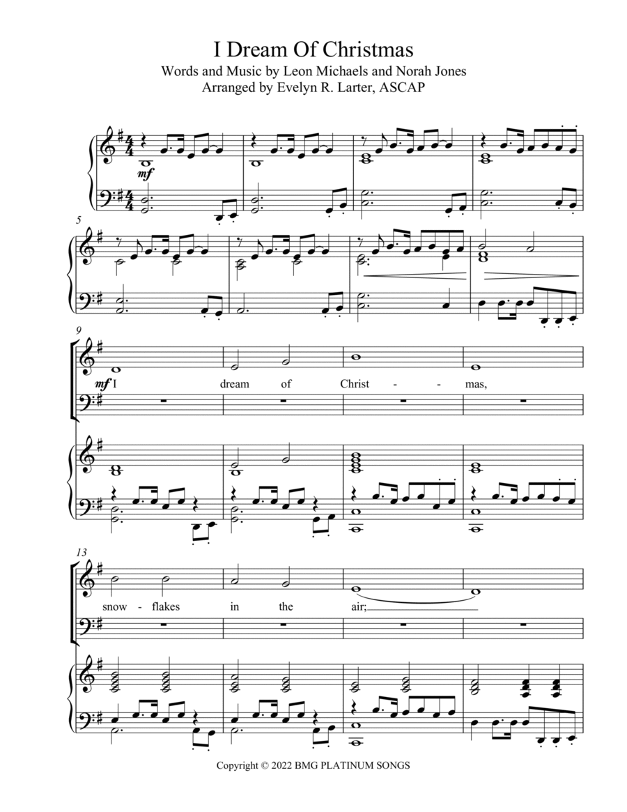 I Dream Of Christmas 4-Part scores gallery preview page 1