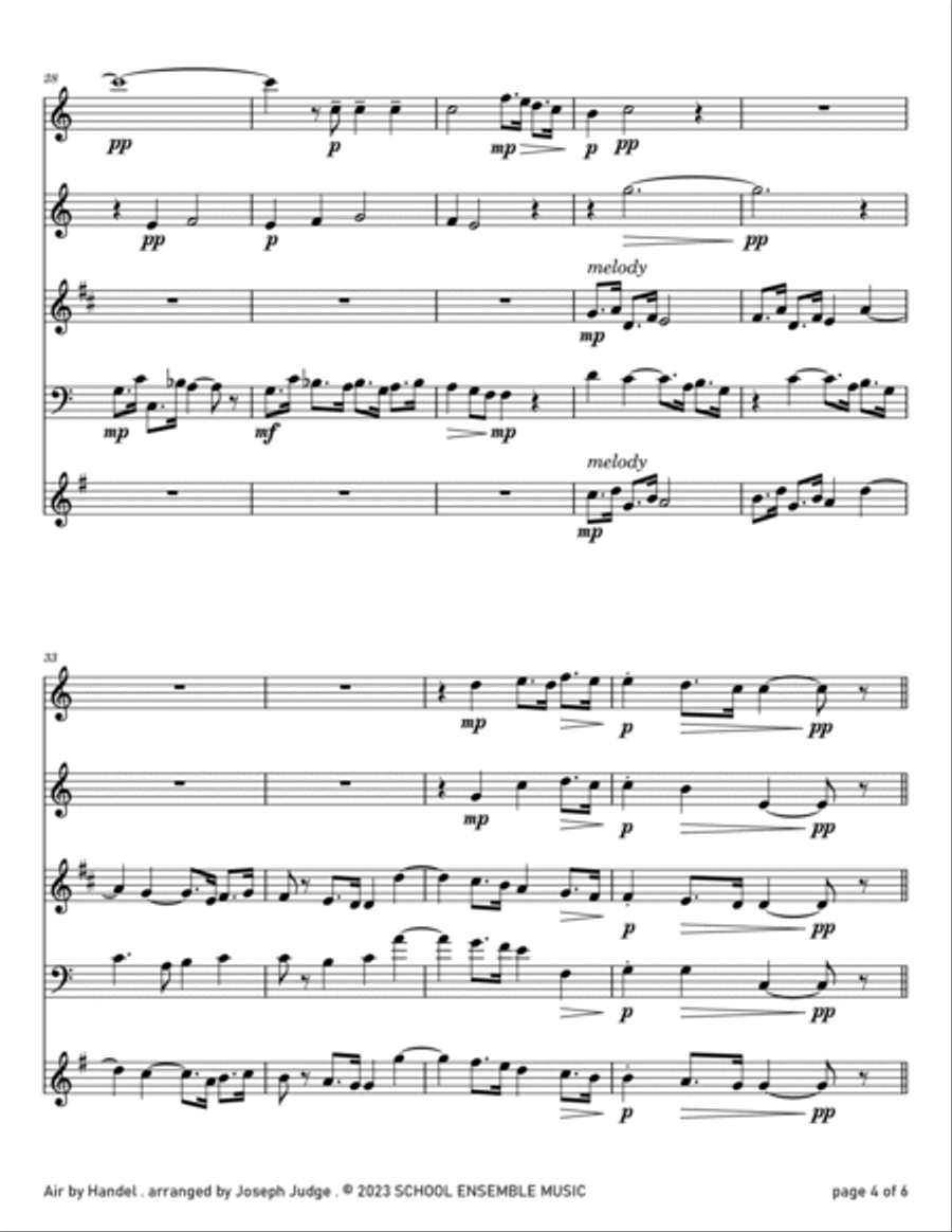 Air by Handel for Woodwind Quartet in Schools Air by Handel for Woodwind Quartet in Schools Woodwind Quartet scores gallery preview page 4