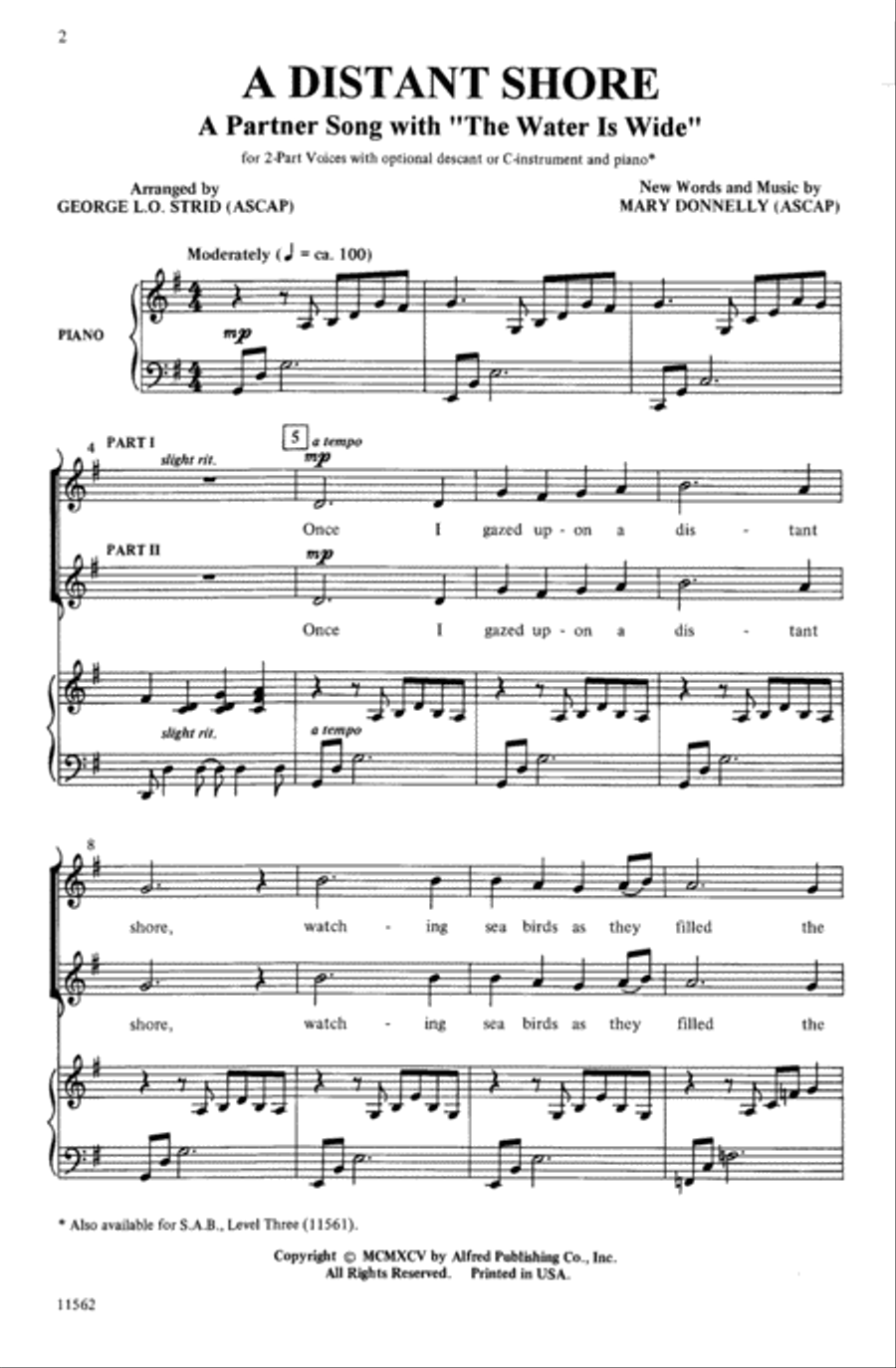 A Distant Shore (The Water Is Wide) Choir scores gallery preview page 1
