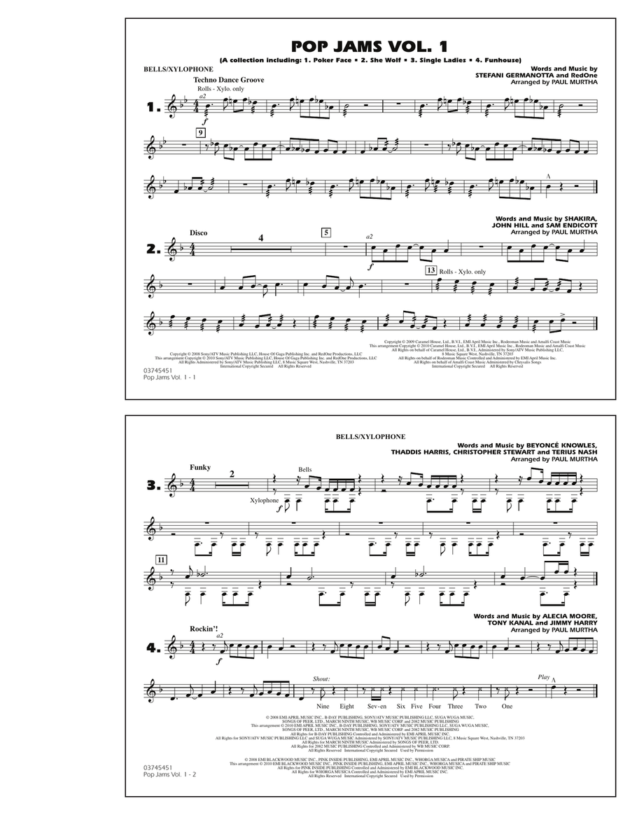 Pop Jams: Vol. 1 - Bells/Xylophone Percussion scores gallery preview page 1