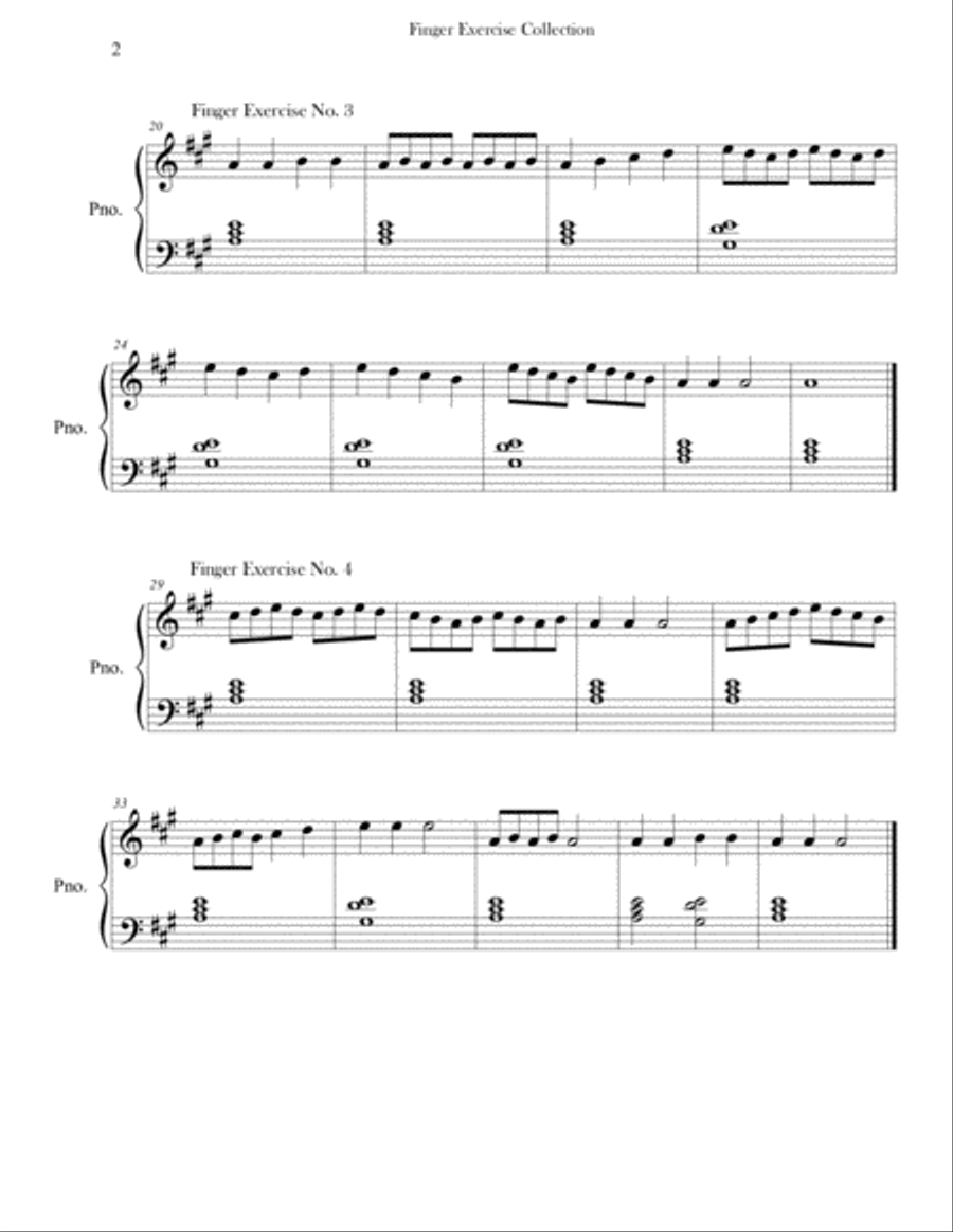 Finger Exercise Collection (24 exercises in A major) Piano Method scores gallery preview page 2