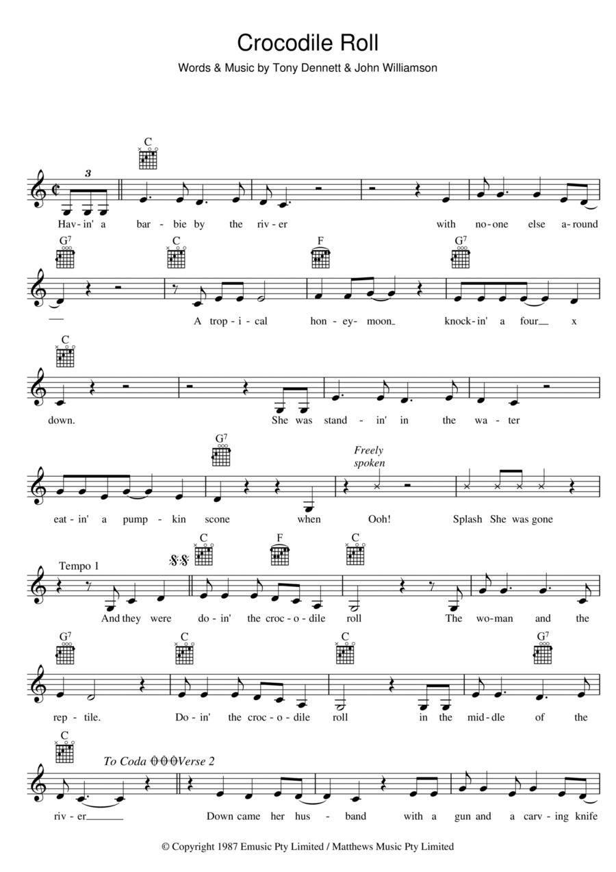 Crocodile Roll Piano scores gallery preview page 1