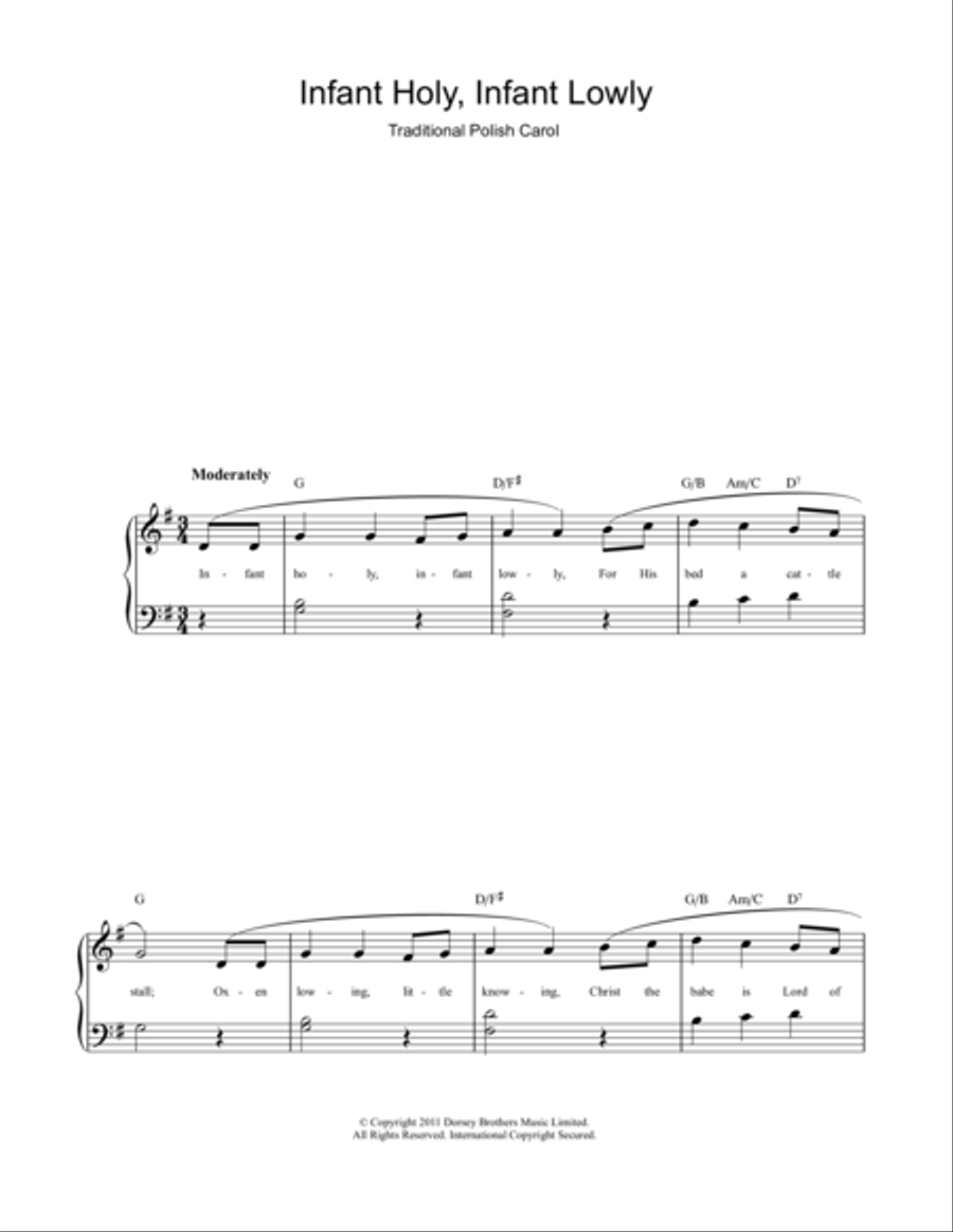 Infant Holy, Infant Lowly Easy Piano scores gallery preview page 1