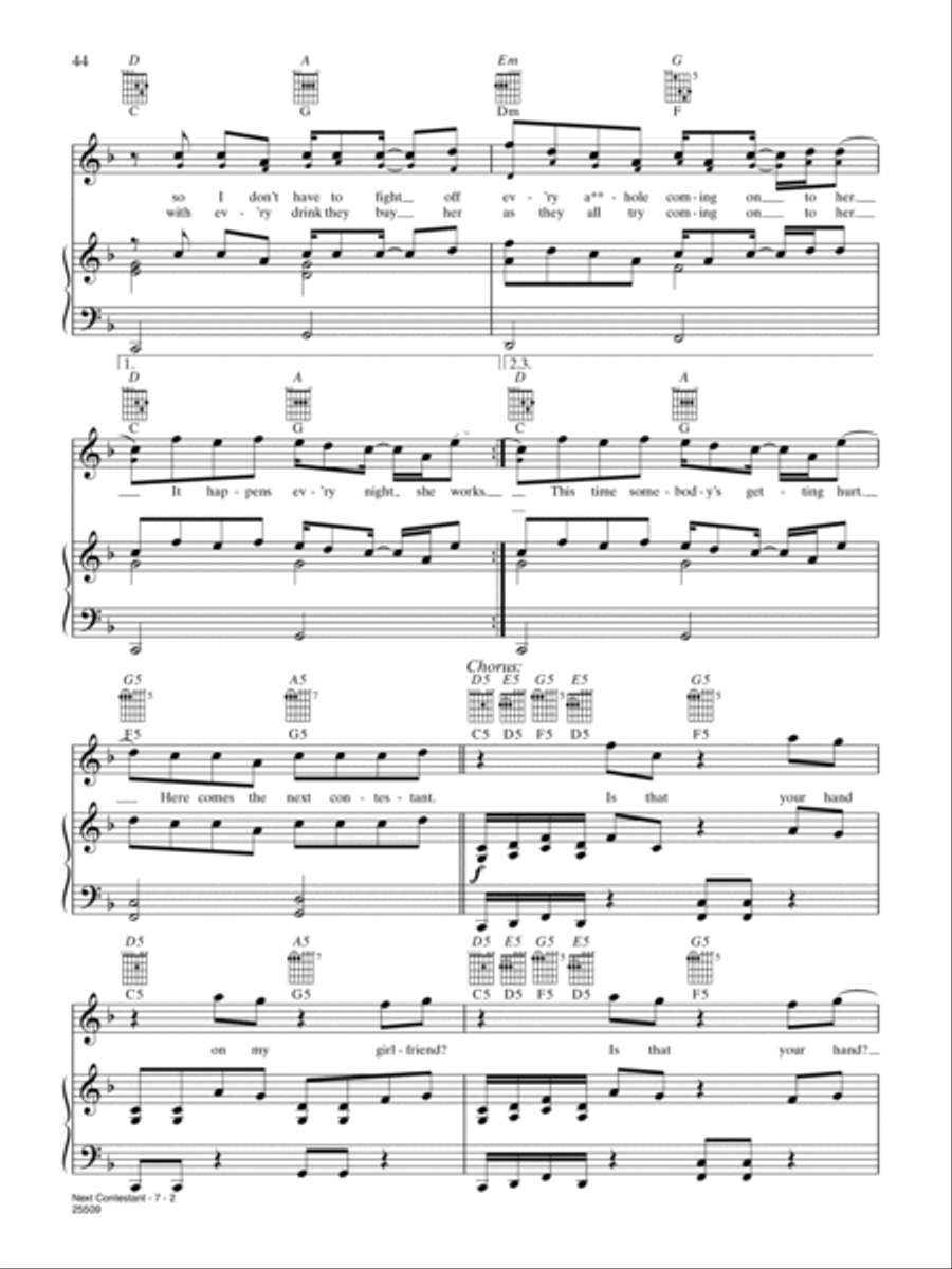 Next Contestant Piano, Vocal, Guitar scores gallery preview page 2
