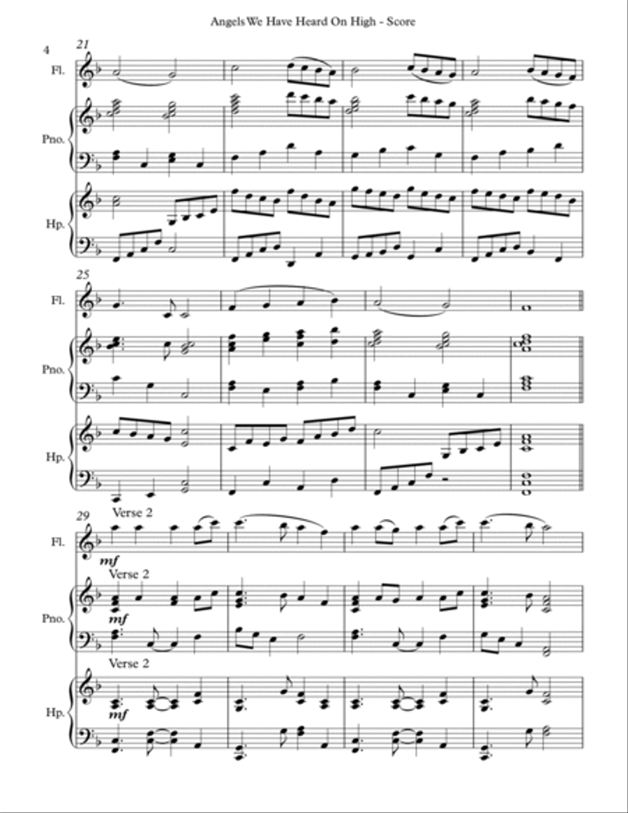 Angels We Have Heard On High, Trio for Flute, Harp and Piano image number null