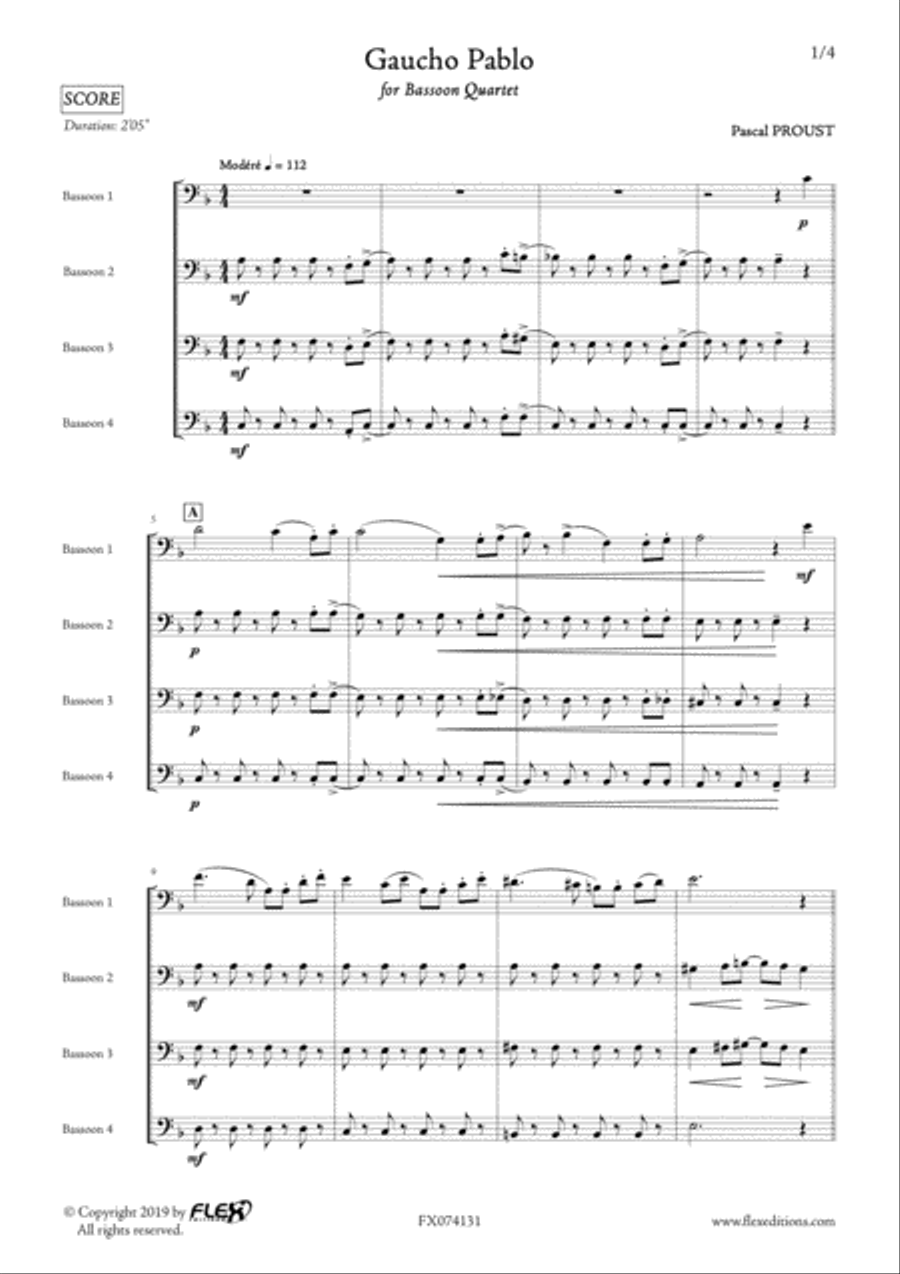 Gaucho Pablo Gaucho Pablo Bassoon Quartet scores gallery preview page 3